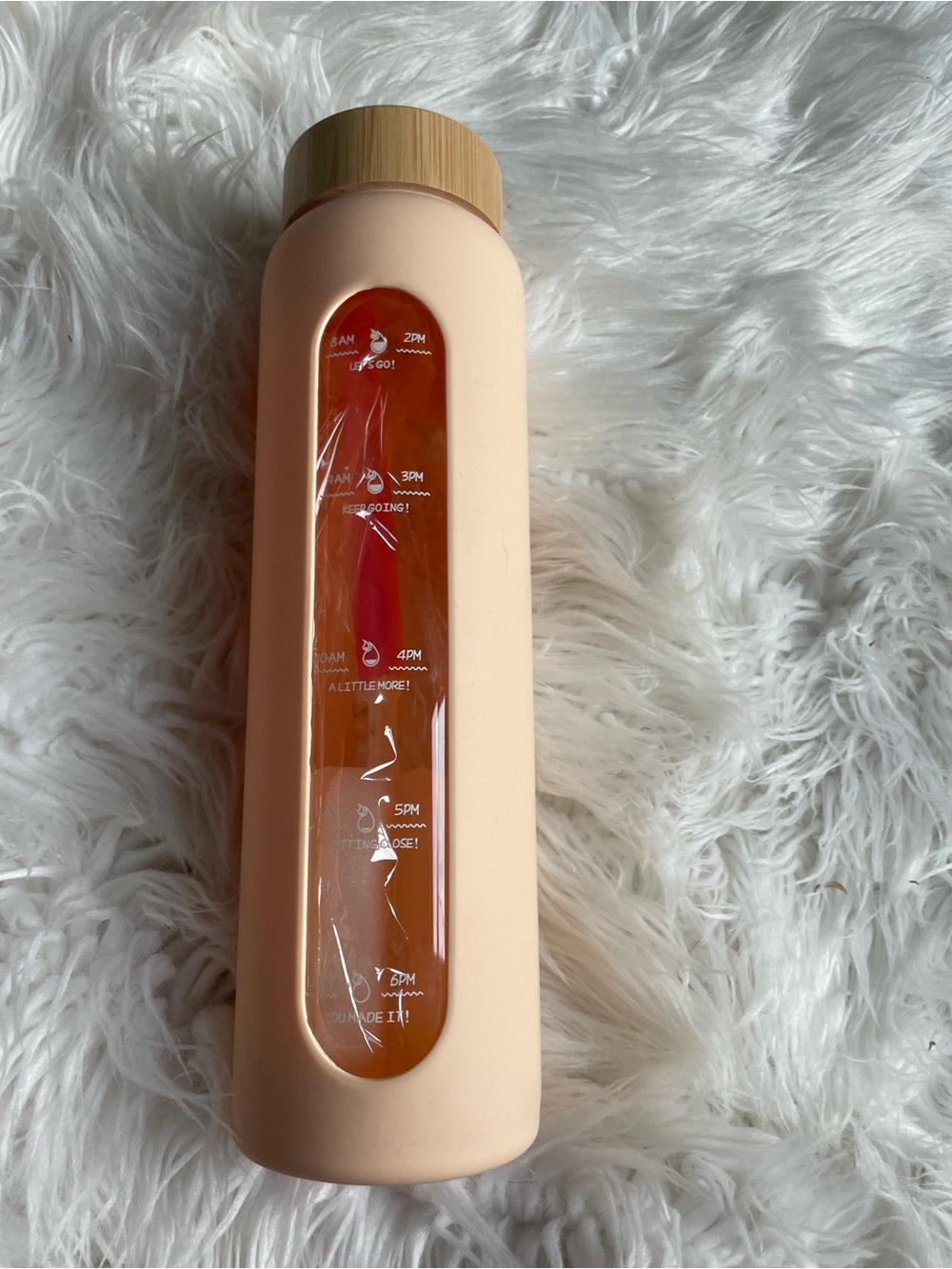 Peach Silicone Water Bottle with Bamboo Lid